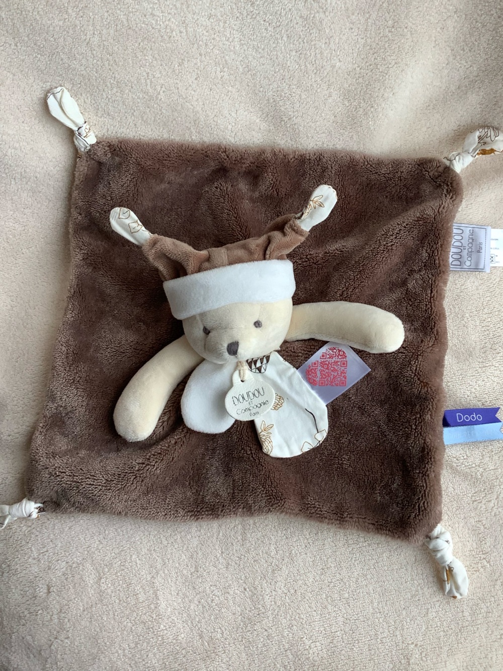 DOUDOU et Campagnie Paris Plush Bear Lovey with Story time QR Code Security Toy